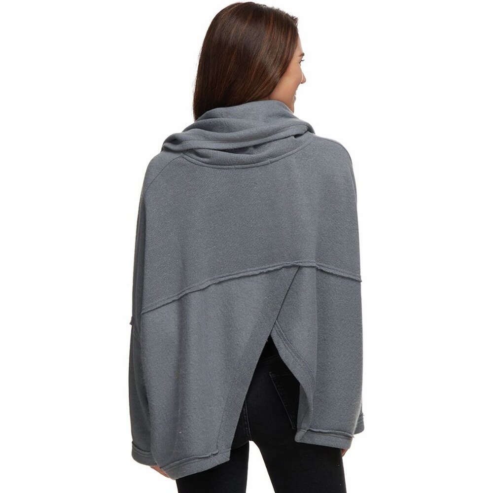 Free People Huntington Fleece Cowl Neck Sweatshirt Pullover in Gray, Size XS